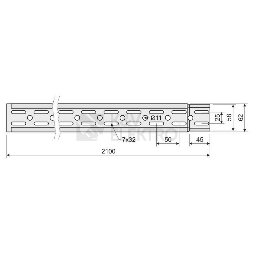 Obrázek produktu Kabelový žlab s integrovanou spojkou KOPOS Mars NKZI 50X62X0,70 S (2m) 3