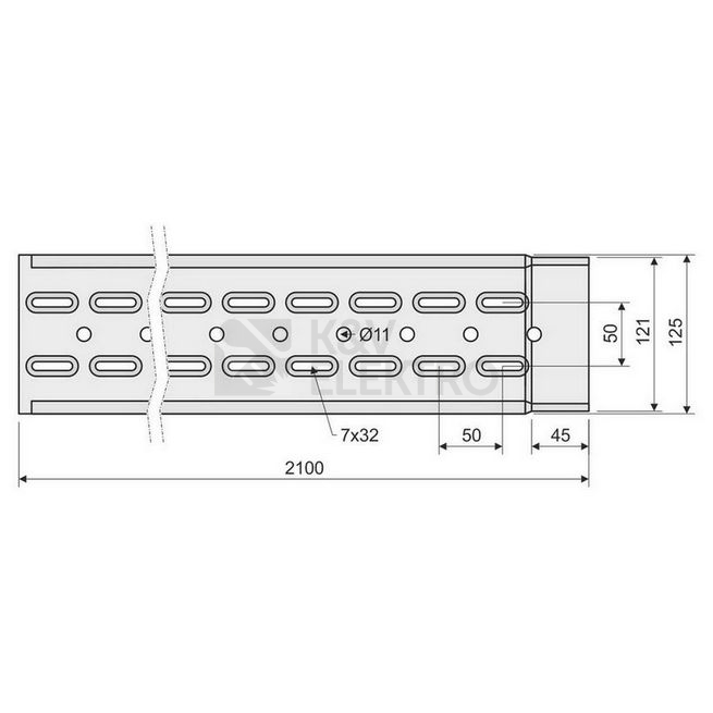 Obrázek produktu Kabelový žlab s integrovanou spojkou KOPOS Mars NKZI 50X125X0,70 S (2m) 3