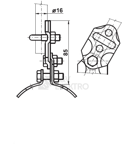 Obrázek produktu Držák oddáleného hromosvodu TREMIS DOHTK s kloubem VP050 1