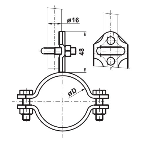 Držák oddáleného hromosvodu TREMIS DOHT 4 35-43mm 5/4" VP070 (obrázek 2)