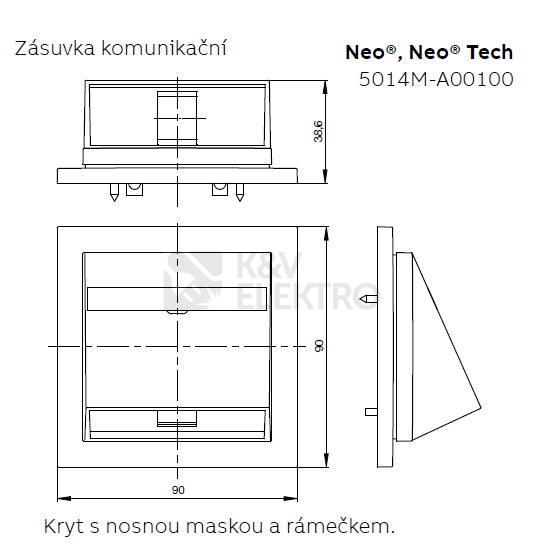 Obrázek produktu ABB Neo kryt datové zásuvky bílá 5014M-A00100 03 1