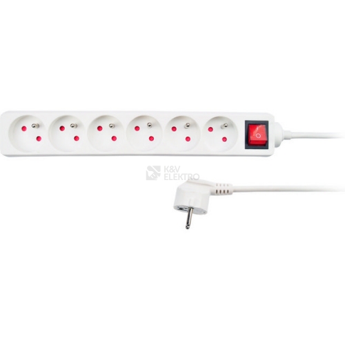 Prodlužovací kabel Solight PP72 3m/6zásuvek s vypínačem bílý