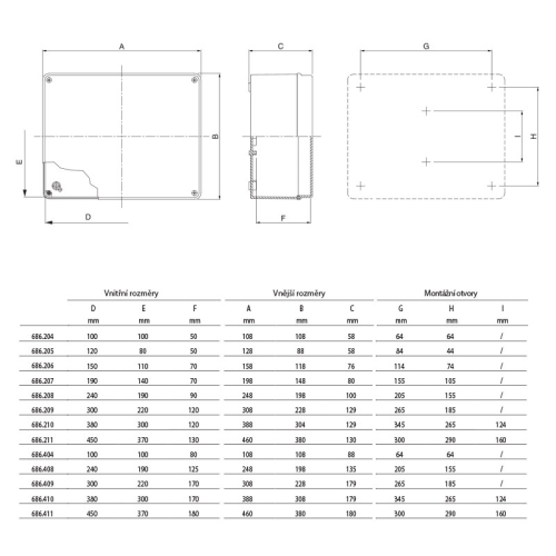 Krabice Scame SCABOX 686.206 150x110x70mm IP56