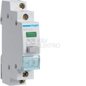 Obrázek produktu Stiskací spínač 1NO 16A se zelenou LED Hager SVN413 0
