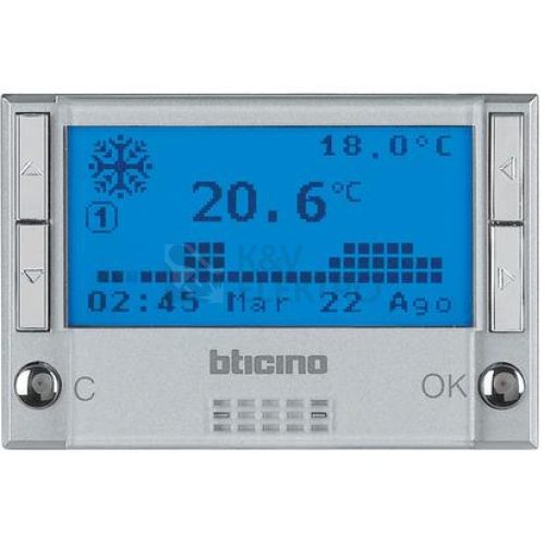  Bticino Axolute týdenní termostat 3moduly hliník HC4451