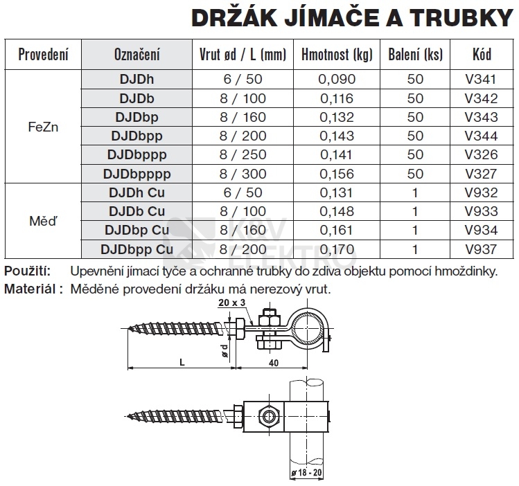 Obrázek produktu Držák jímače a trubky do dřeva DJDbp TREMIS V343 1