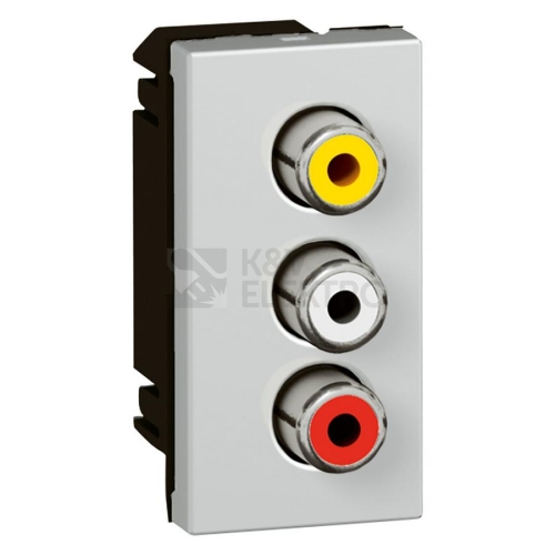 Legrand Mosaic audio zásuvka 3RCA hliníková 79254
