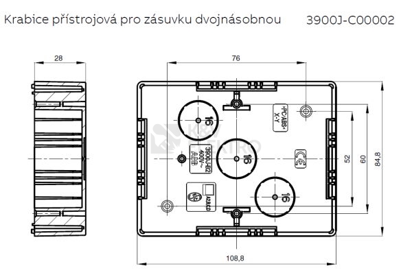 Obrázek produktu Krabice lištová pro dvojzásuvku Swing L ABB 3900J-C00002 B 1