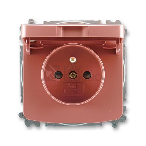Obrázek produktu ABB Tango zásuvka s víčkem vřesová červená 5519A-A02397 R2 s clonkami 0