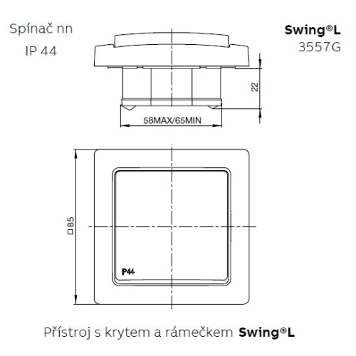 ABB Swing (L) vypínač č.1 IP44 jasně bílá 3557G-A01940 B1 (obrázek 4)