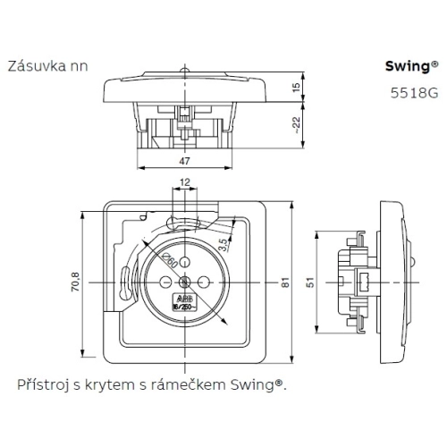 ABB Swing (L) zásuvka krémová 5518G-A02359 C1 s clonkami (obrázek 3)
