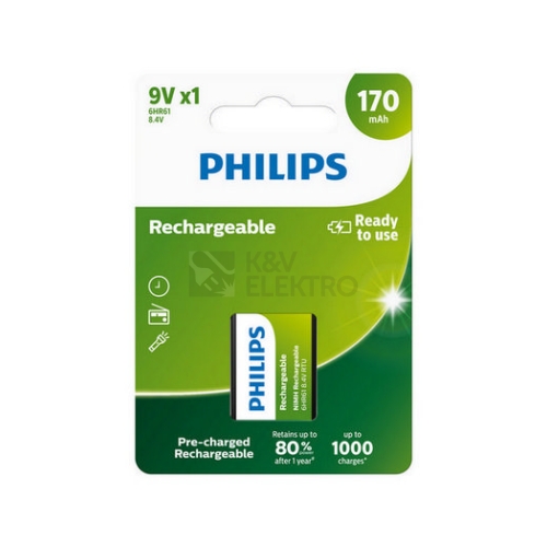  Nabíjecí baterie 9V Philips MultiLife HR22 9VB1A17/10 170mAh NiMH