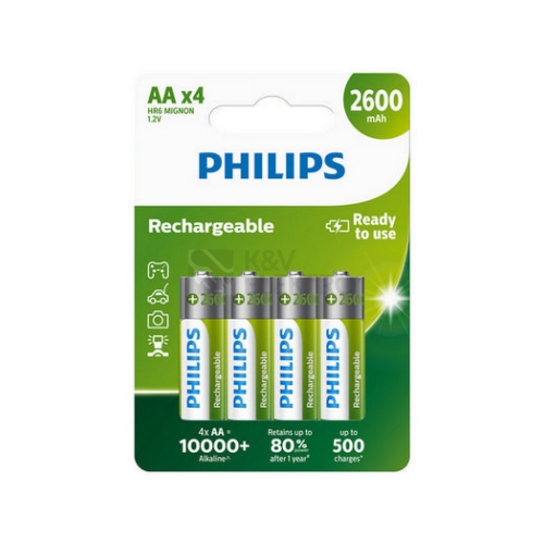Nabíjecí tužkové baterie AA Philips MultiLife HR6 R6B4B260/10 2600mAh NiMH (blistr 4ks)
