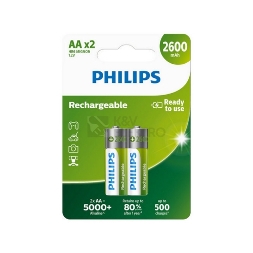 Nabíjecí tužkové baterie AA Philips MultiLife HR6 R6B2A260/10 2600mAh NiMH (blistr 2ks)