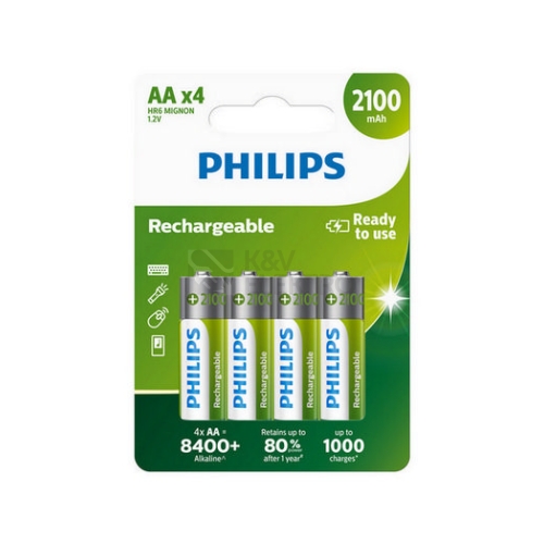 Nabíjecí tužkové baterie AA Philips MultiLife HR6 NiMH R6B4A210/10 2100mAh (blistr 4ks)