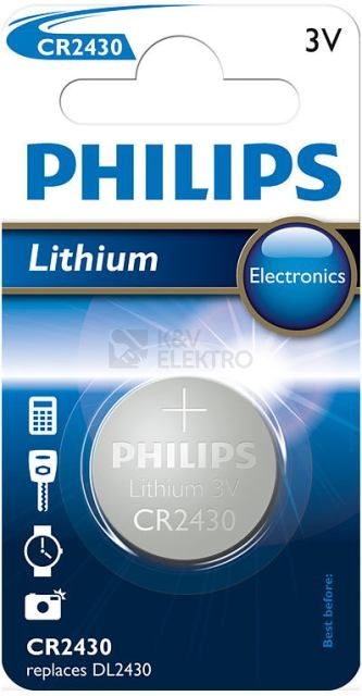 Obrázek produktu Knoflíková baterie Philips CR2430 /00B lithiová 0
