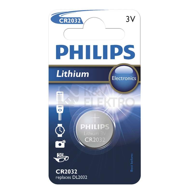 Obrázek produktu Knoflíková baterie Philips CR2032 /01B lithiová 0
