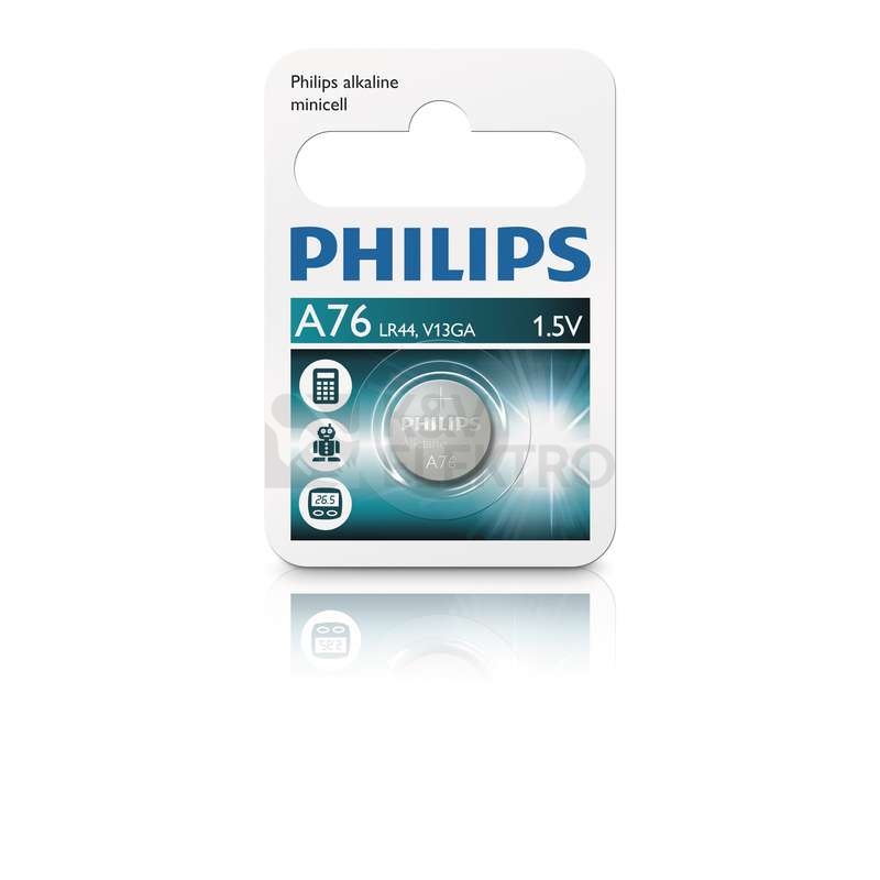 Obrázek produktu Knoflíková baterie Philips speciální LR44 A76/01B alkalická 0
