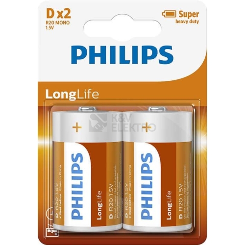 Baterie D Philips LongLife R20 L2B/10 (blistr 2ks)