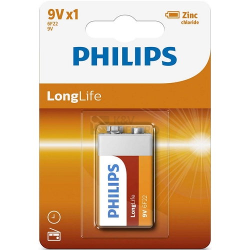 Baterie 9V Philips LongLife 6F22 L1B/10