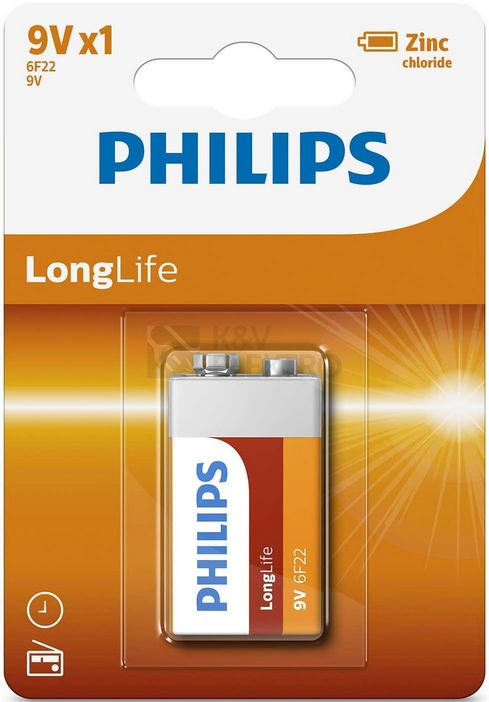 Obrázek produktu Baterie 9V Philips LongLife 6F22 L1B/10 0