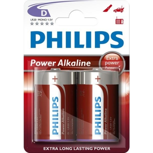 Levně Baterie D Philips Power Alkaline LR20 P2B/10 alkalické