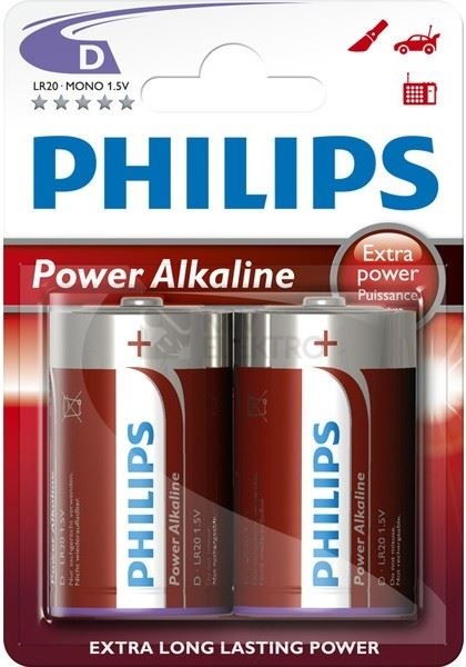 Obrázek produktu Baterie D Philips Power Alkaline LR20 P2B/10 alkalické (blistr 2ks) 0