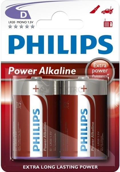 Obrázek produktu Baterie D Philips Power Alkaline LR20 P2B/10 alkalické (blistr 2ks) 0