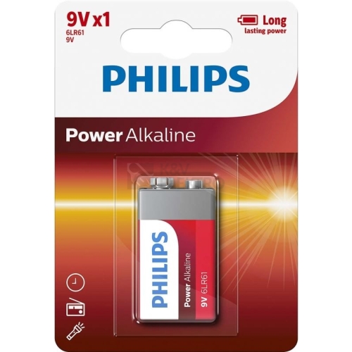  Baterie 9V Philips alkalická Power Alkaline 1ks 6LR61P1B/10