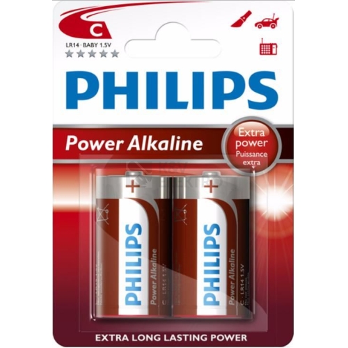 Baterie C Philips Power Alkaline LR14 P2B/10 alkalické (blistr 2ks)