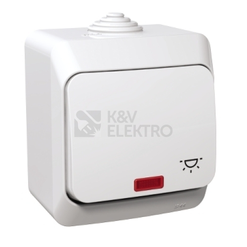 Schneider Electric Cedar Plus tlačítko se symbolem světlo a orientační doutnavkou č.1/0+1/0So bílá WDE000516