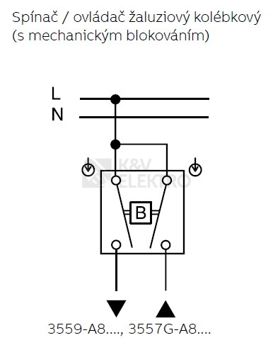 Obrázek produktu ABB Variant+ žaluziové tlačítko č.1/0+1/0 IP54 bílá 3558N-C88510 B s blokováním 1