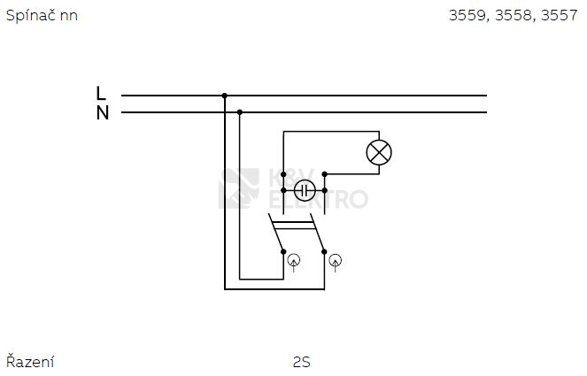 Obrázek produktu ABB Variant+ vypínač č.2S IP54 bílá 3558N-C02512 B s popisovým polem 1