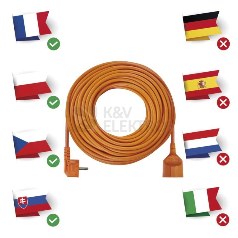 Obrázek produktu Prodlužovací kabel EMOS 30m/1zásuvka 3x1,5 oranžová P01130 1901013000 5