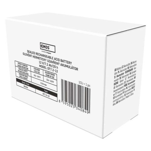 Olověný akumulátor EMOS B9654 12V 7,2Ah faston 4,8mm 1201000800 (obrázek 3)