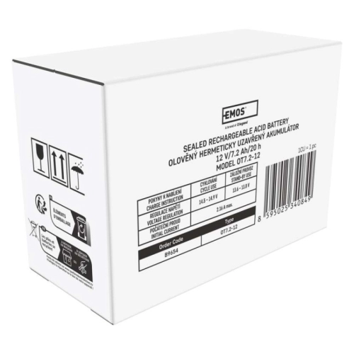 Olověný akumulátor EMOS B9654 12V 7,2Ah faston 4,8mm 1201000800 (obrázek 4)