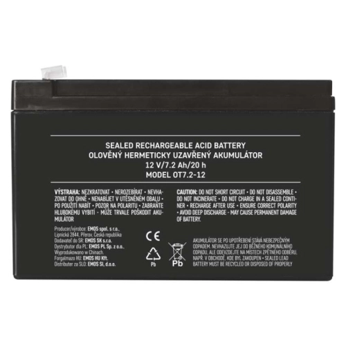 Olověný akumulátor EMOS B9654 12V 7,2Ah faston 4,8mm 1201000800 (obrázek 8)