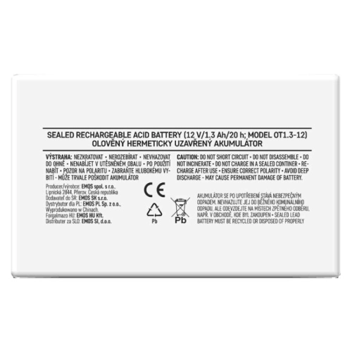 Olověný akumulátor EMOS B9652 12V 1,3Ah (obrázek 4)