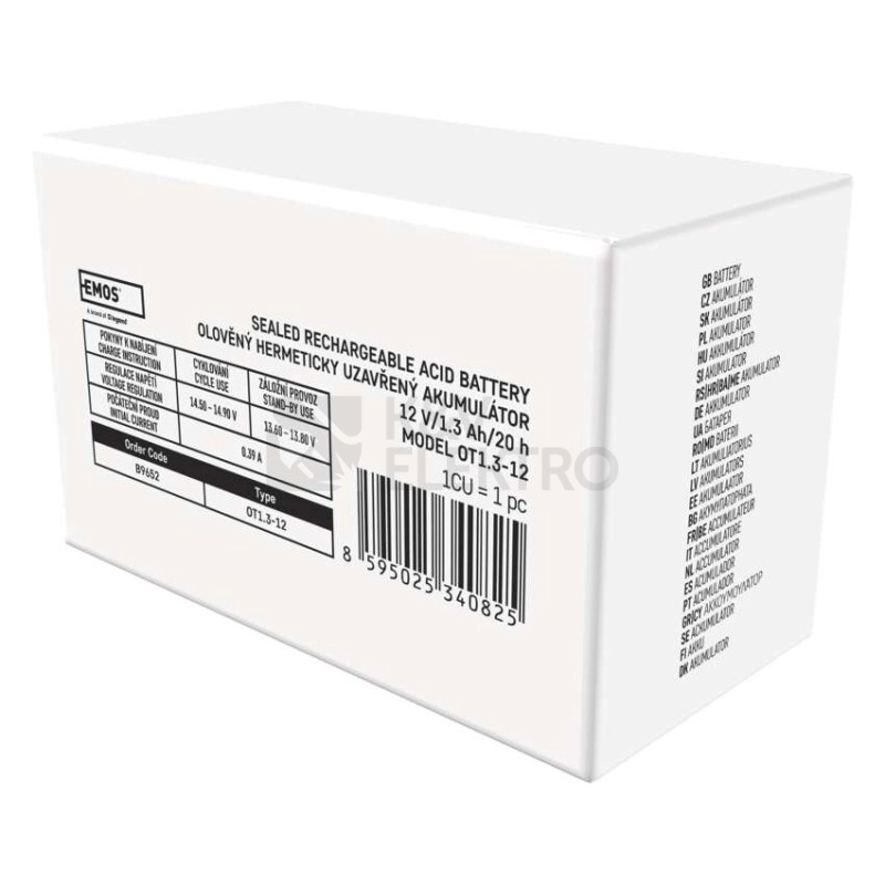 Obrázek produktu Olověný akumulátor EMOS B9652 12V 1,3Ah 4