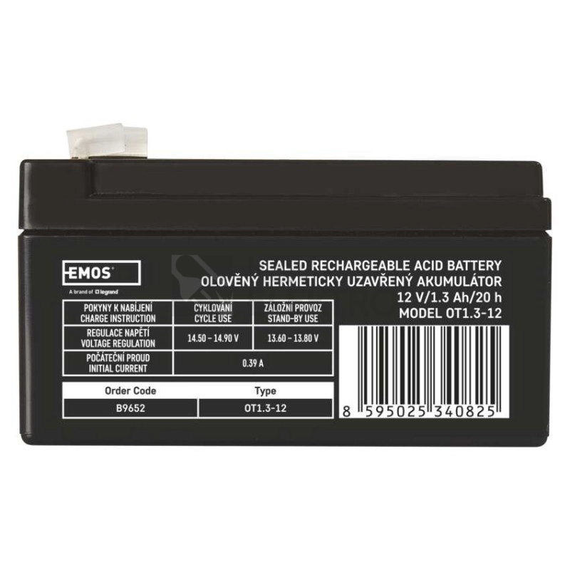 Obrázek produktu Olověný akumulátor EMOS B9652 12V 1,3Ah 6