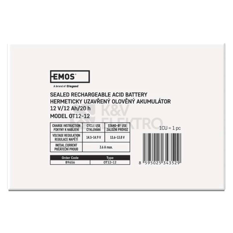 Obrázek produktu Olověný akumulátor EMOS B9656 12V 12Ah 4