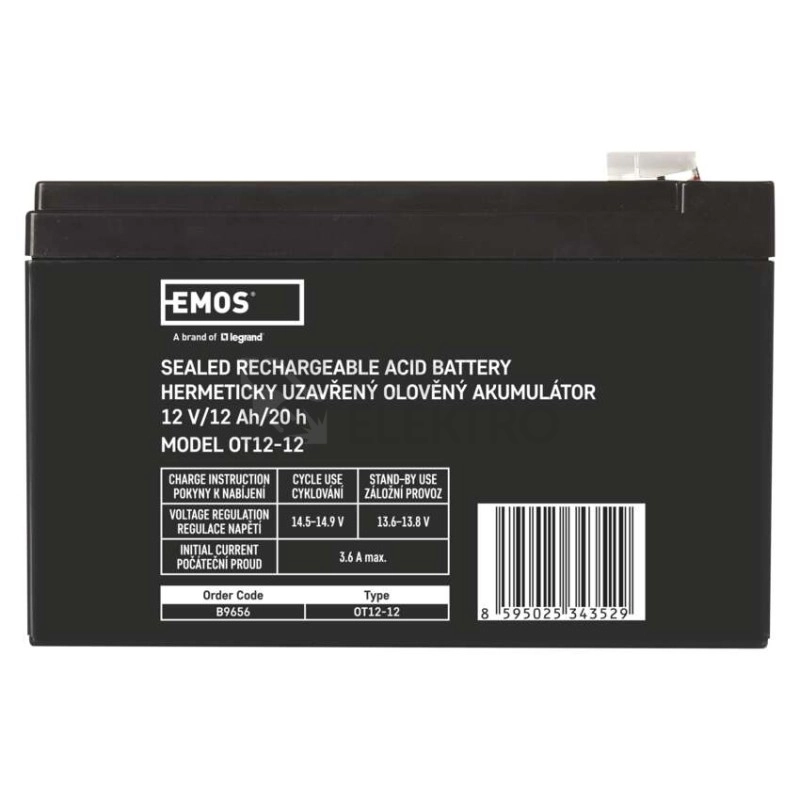 Obrázek produktu Olověný akumulátor EMOS B9656 12V 12Ah 8
