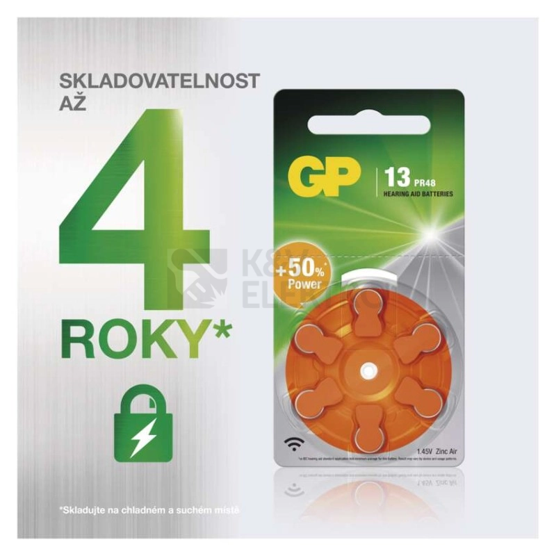 Obrázek produktu Knoflíková baterie do naslouchadel GP ZA13 PR48 (blistr 6ks) 2