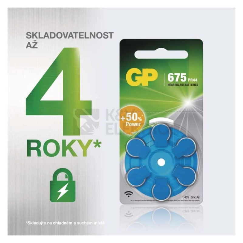 Obrázek produktu Knoflíková baterie do naslouchadel GP ZA675 PR44 (blistr 6ks) 2