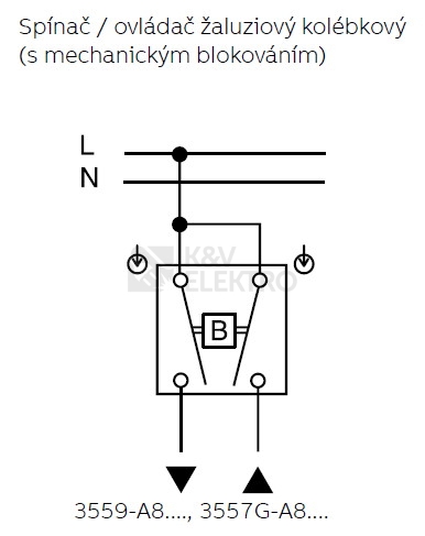 Obrázek produktu ABB žaluziové tlačítko č.1/0+1/0 3559-A88345 s blokováním 1