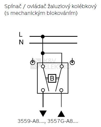 Obrázek produktu ABB žaluziový spínač č.1+1 3559-A89345 s blokováním 1