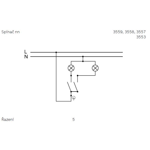 ABB Swing (L) vypínač č.5 jasně bílá 3557G-A05340 B1