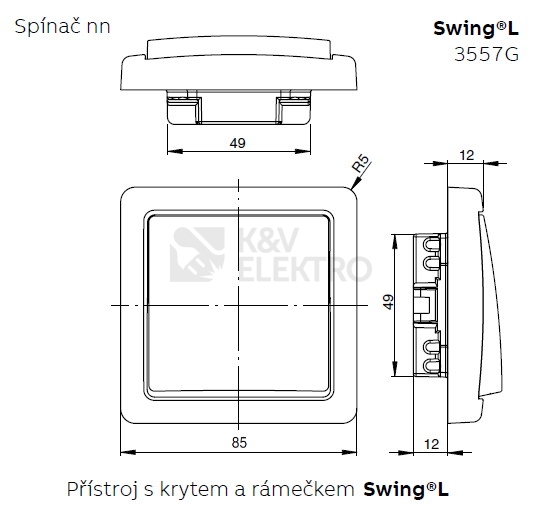 Obrázek produktu ABB Swing (L) vypínač č.1 krémová 3557G-A01340 C1 3
