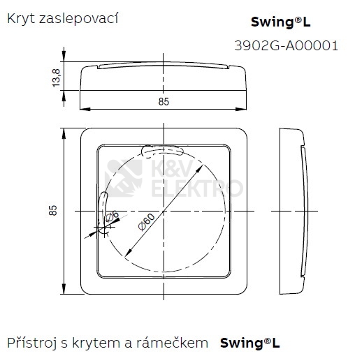 Obrázek produktu ABB Swing (L) záslepka jasně bílá 3902G-A00001 B1 2