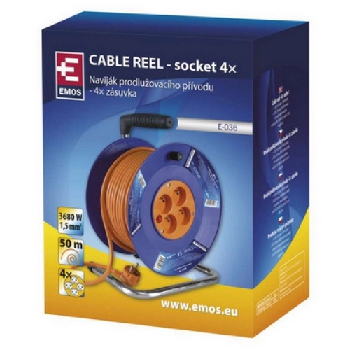 Prodlužovací kabel na bubnu 50m/4zásuvky 3x1,5mm2 oranžová EMOS P19450 1908045010 (obrázek 3)